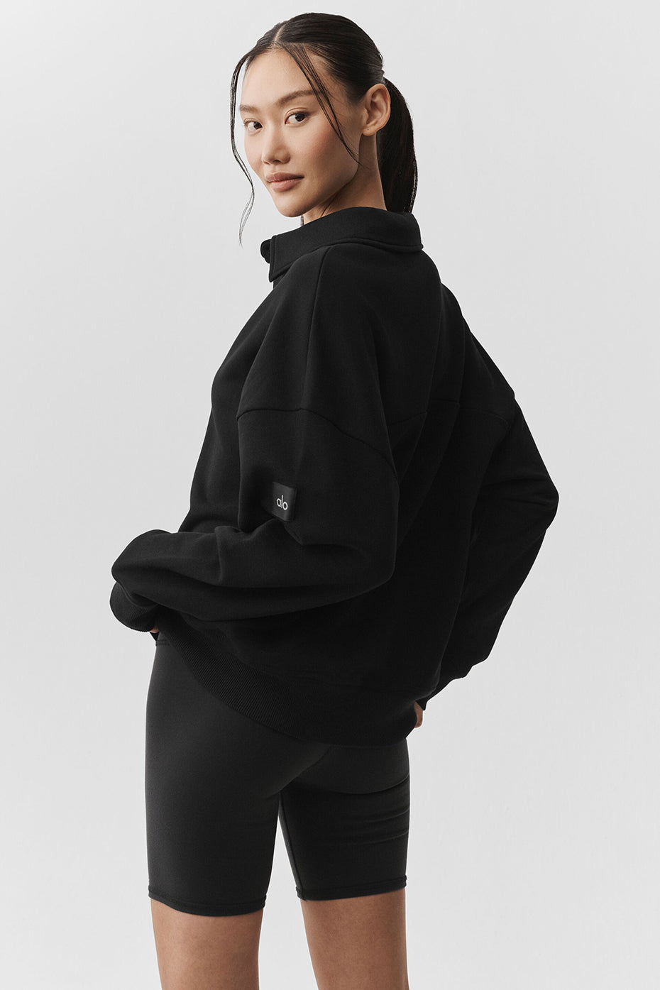 Take It Easy Long Sleeve Henley Pullover - Black--2
