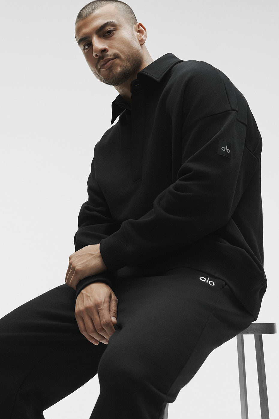 Take It Easy Long Sleeve Henley Pullover - Black--3