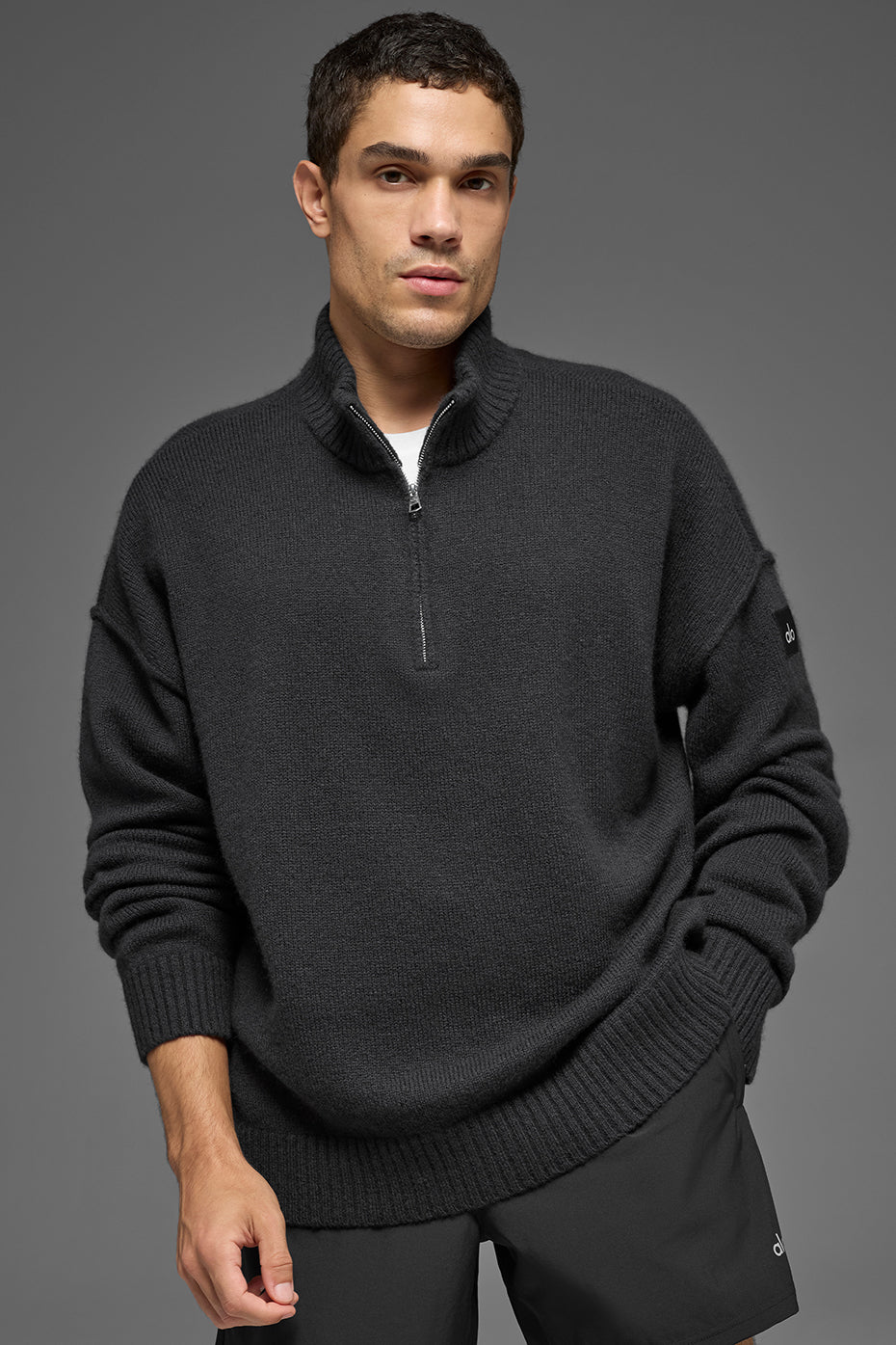 Wool Cashmere New Class 1/4 Zip Pullover - Black--0