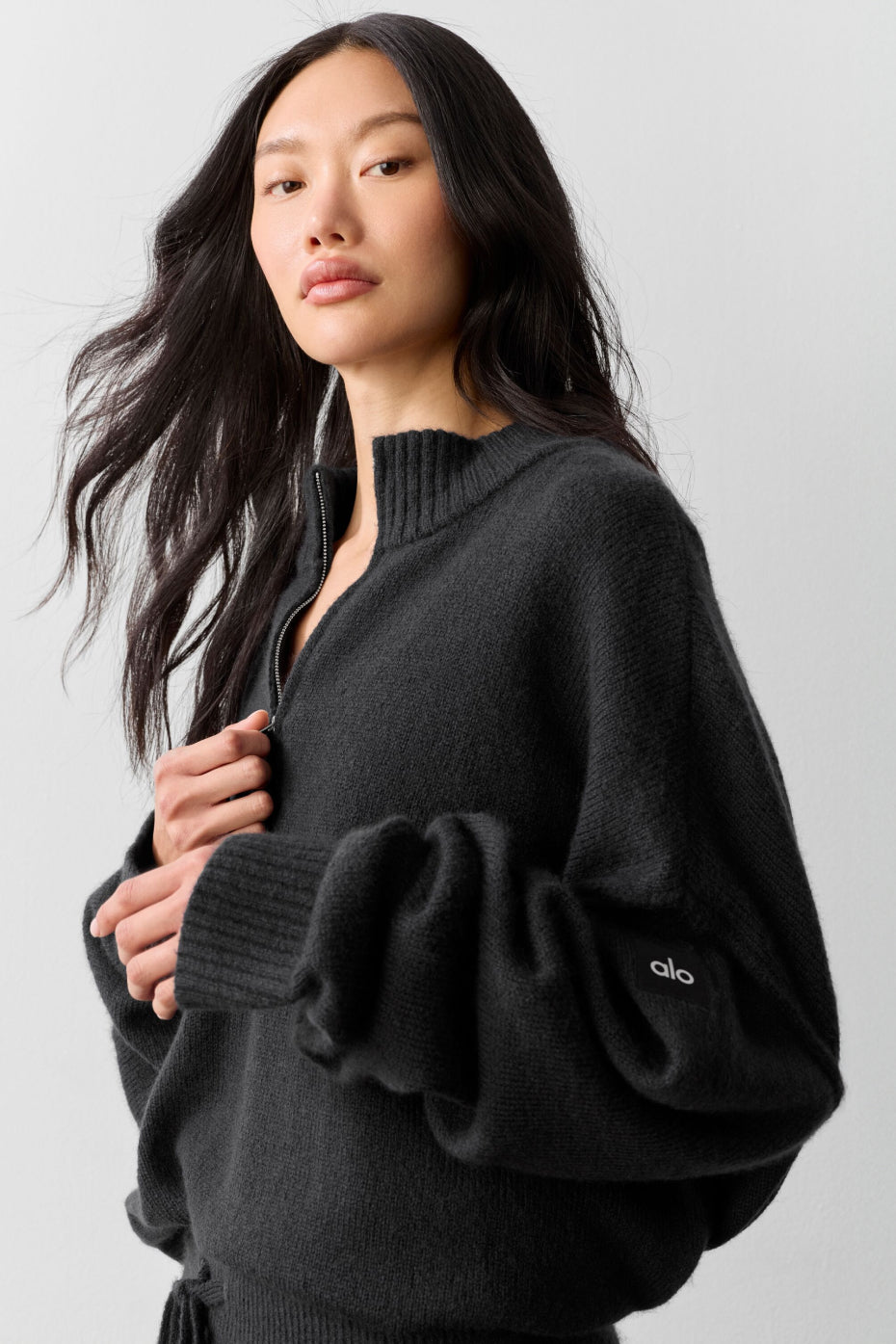 Wool Cashmere New Class 1/4 Zip Pullover - Black--2