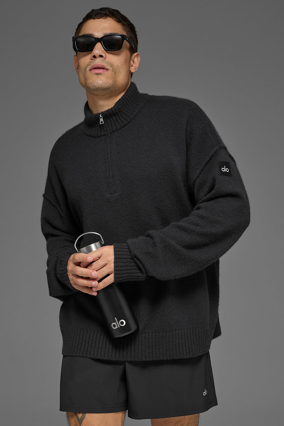 Wool Cashmere New Class 1/4 Zip Pullover - Black--3