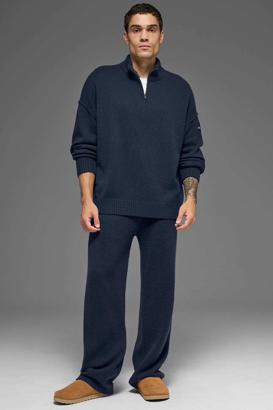 Wool Cashmere New Class 1/4 Zip Pullover - Navy--4