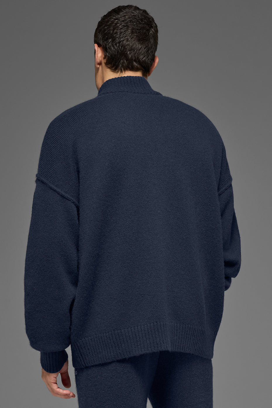 Wool Cashmere New Class 1/4 Zip Pullover - Navy--2
