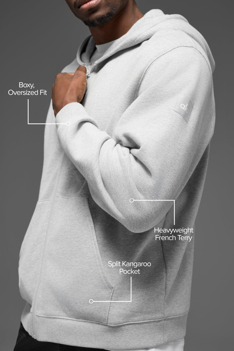 Renown Heavy Weight Full Zip Hoodie - Athletic Heather Grey--1