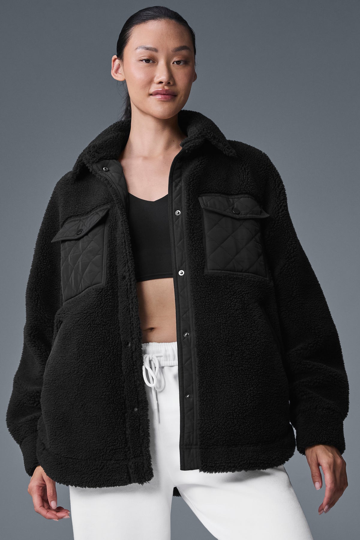 Sherpa Edge Shacket - Black--0