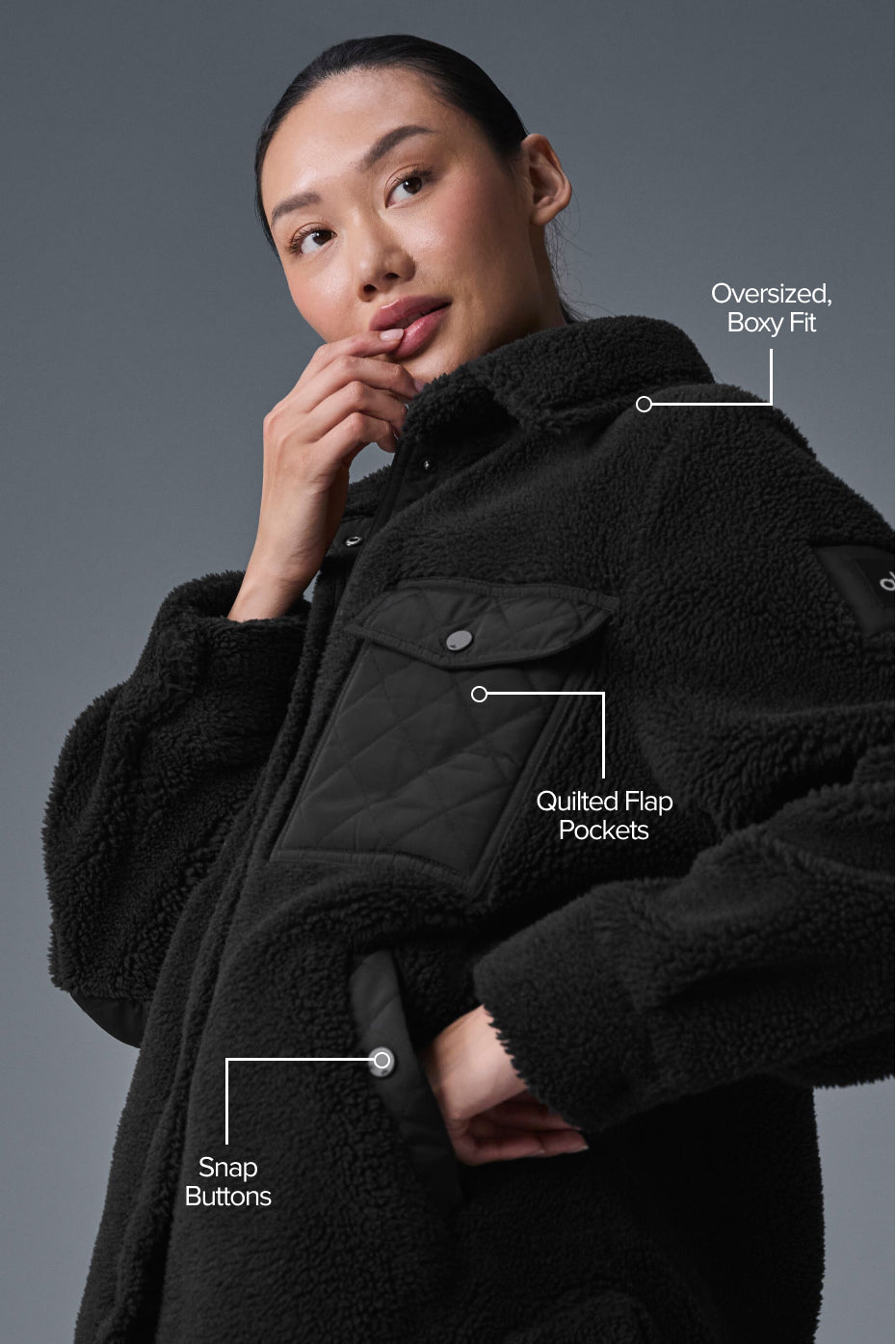 Sherpa Edge Shacket - Black--1