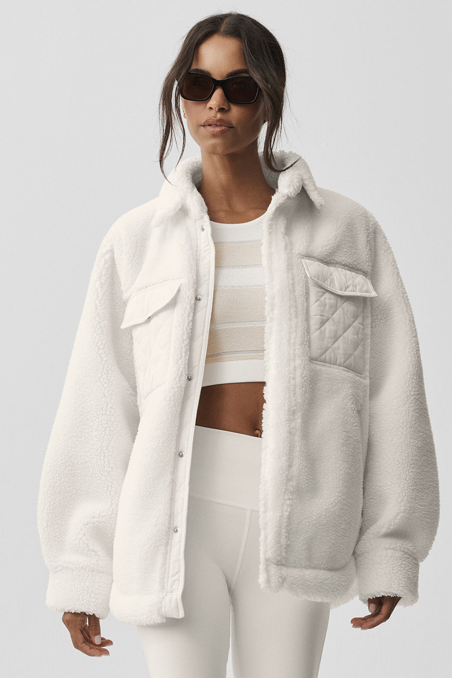 Sherpa Edge Shacket - Ivory--0