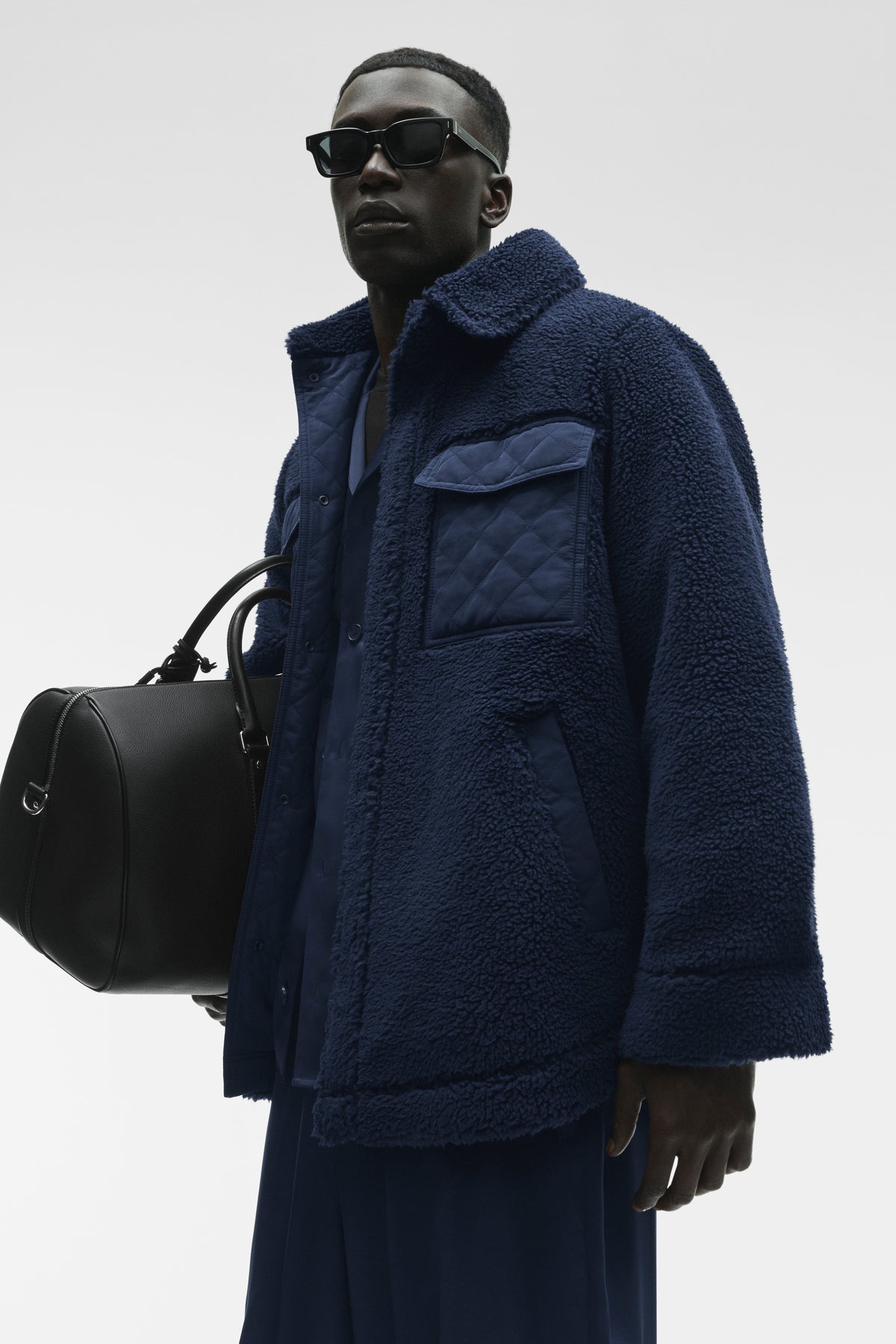 Sherpa Edge Shacket - Navy--3