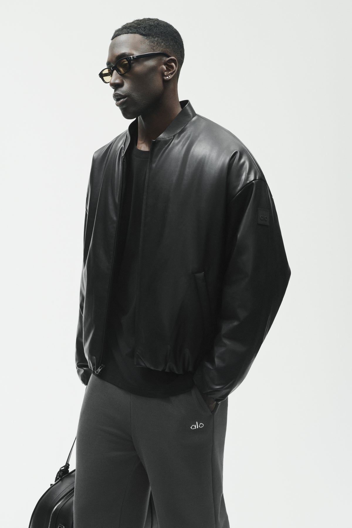Faux Leather Premier Bomber - Black--3