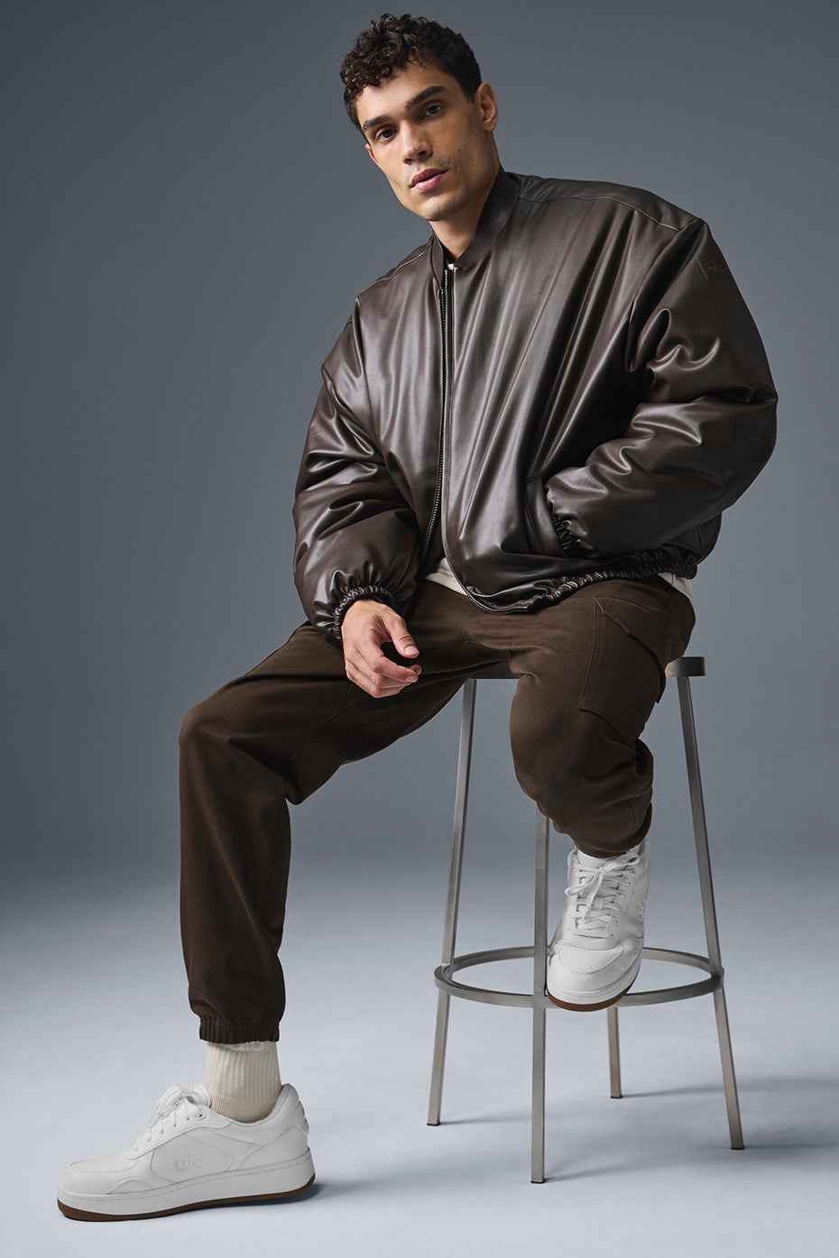 Faux Leather Premier Bomber - Espresso--3