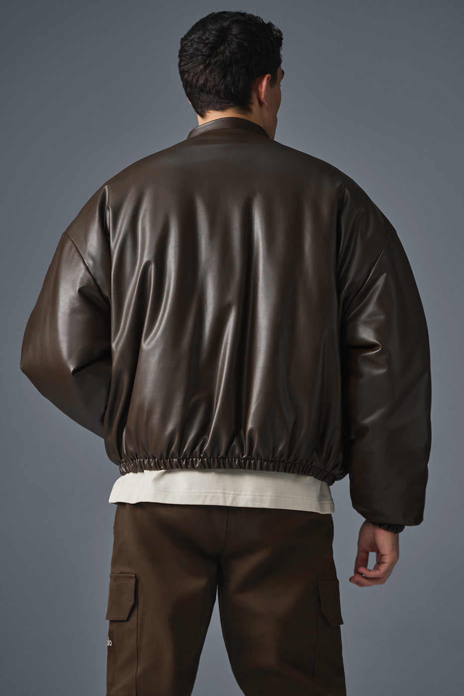 Faux Leather Premier Bomber - Espresso--1