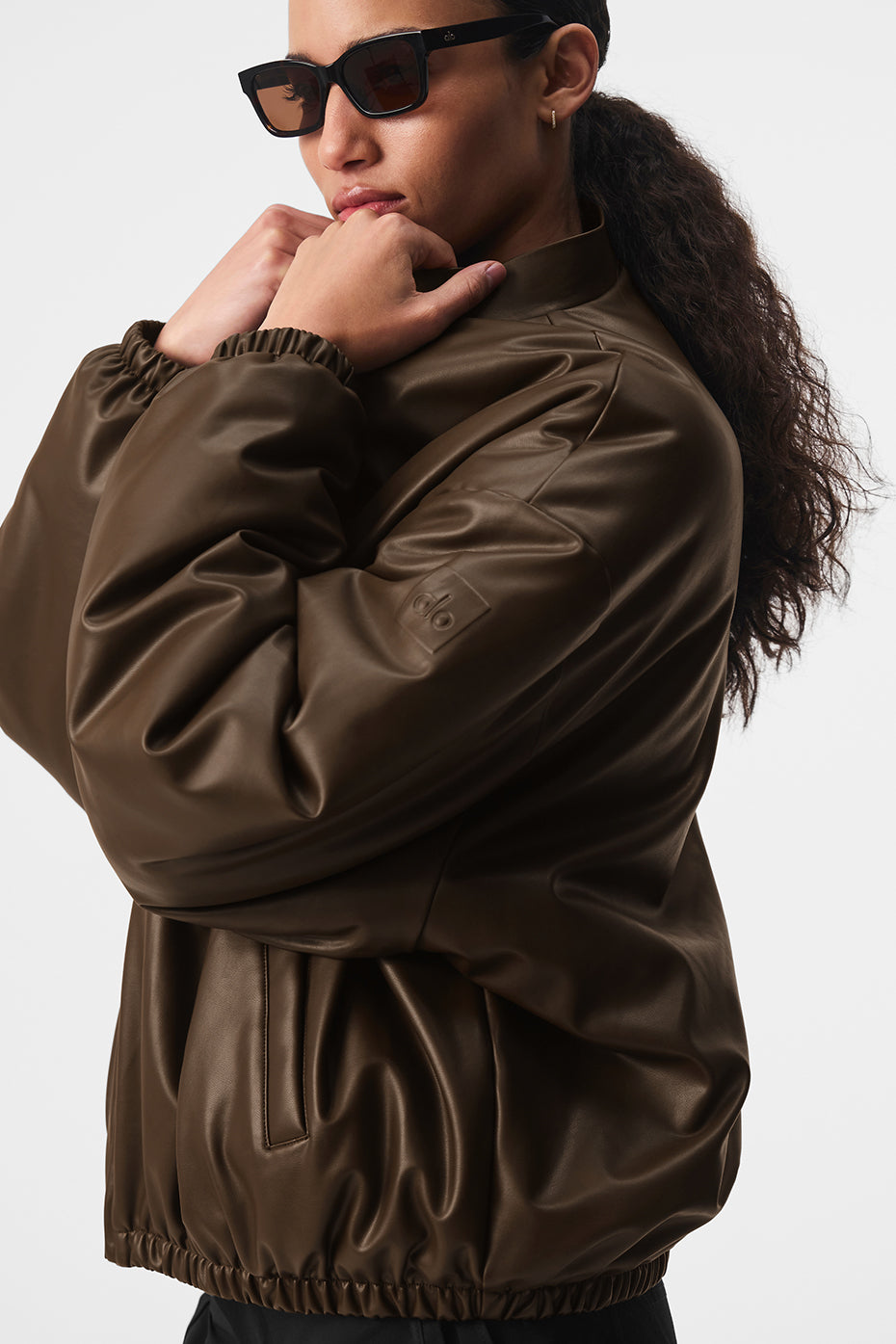 Faux Leather Premier Bomber - Espresso--2