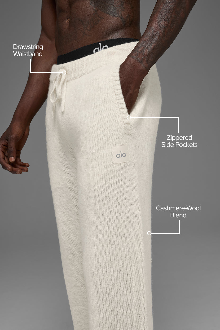 Wool Cashmere New Class Sweatpant - Bone Heather--1