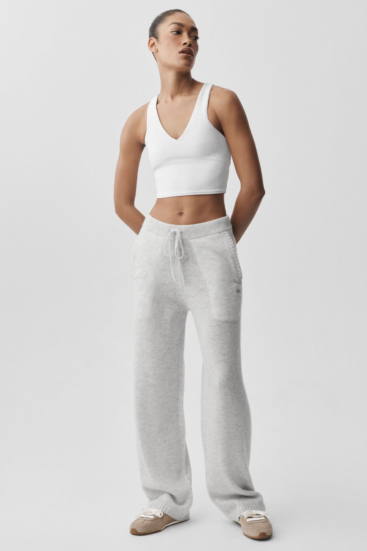 Wool Cashmere New Class Sweatpant - White Heather--3
