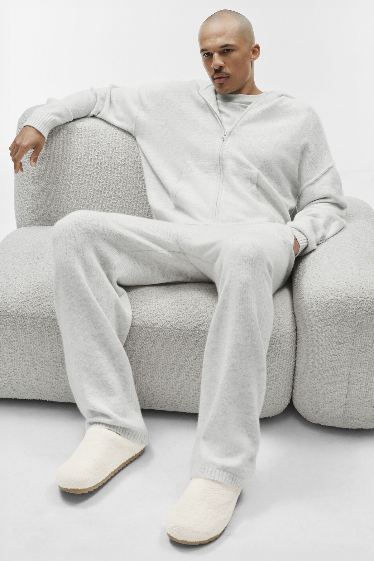 Wool Cashmere New Class Sweatpant - White Heather--3