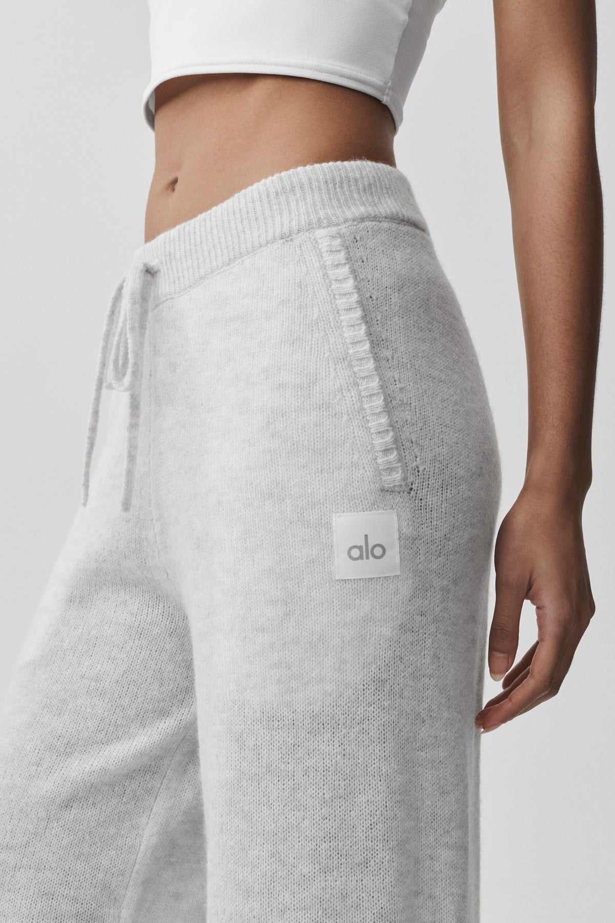 Wool Cashmere New Class Sweatpant - White Heather--2