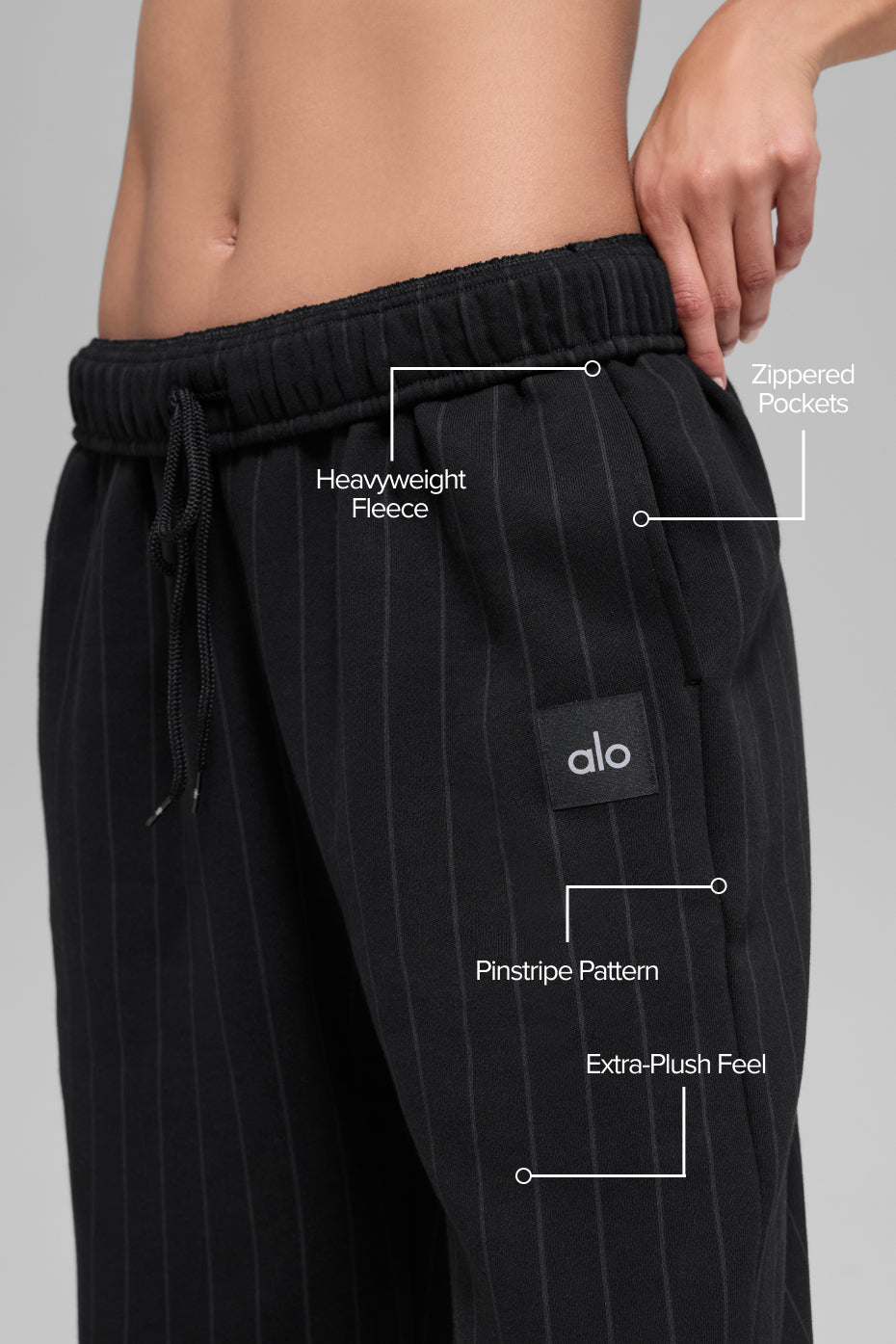 Pinstripe Straight Leg Sweatpant - Black Pinstripe--1