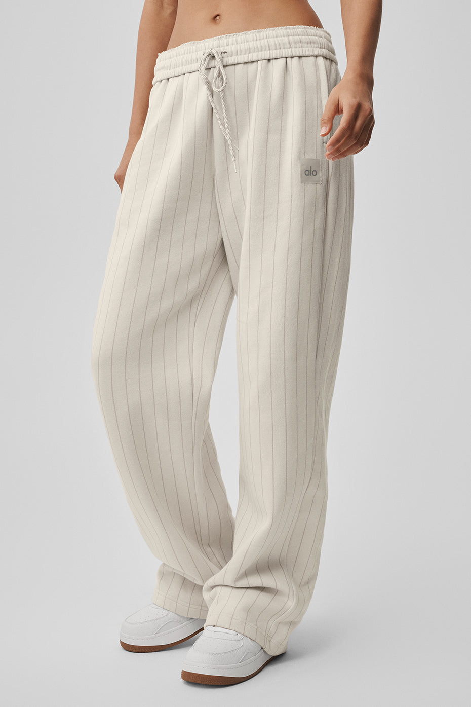 Pinstripe Straight Leg Sweatpant - Bone Pinstripe--0