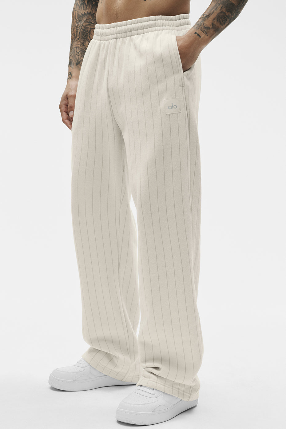 Pinstripe Straight Leg Sweatpant - Bone Pinstripe--2