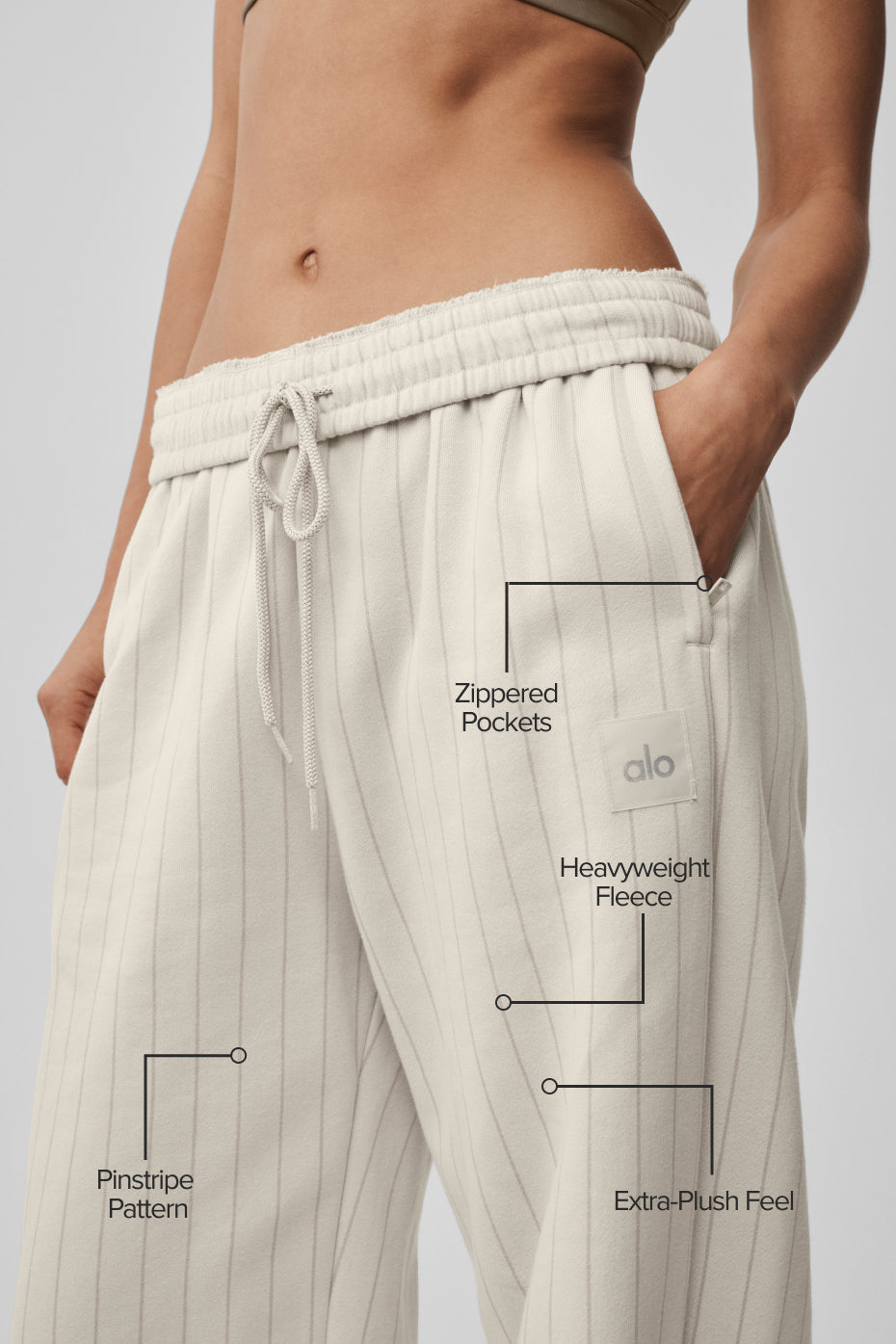 Pinstripe Straight Leg Sweatpant - Bone Pinstripe--1