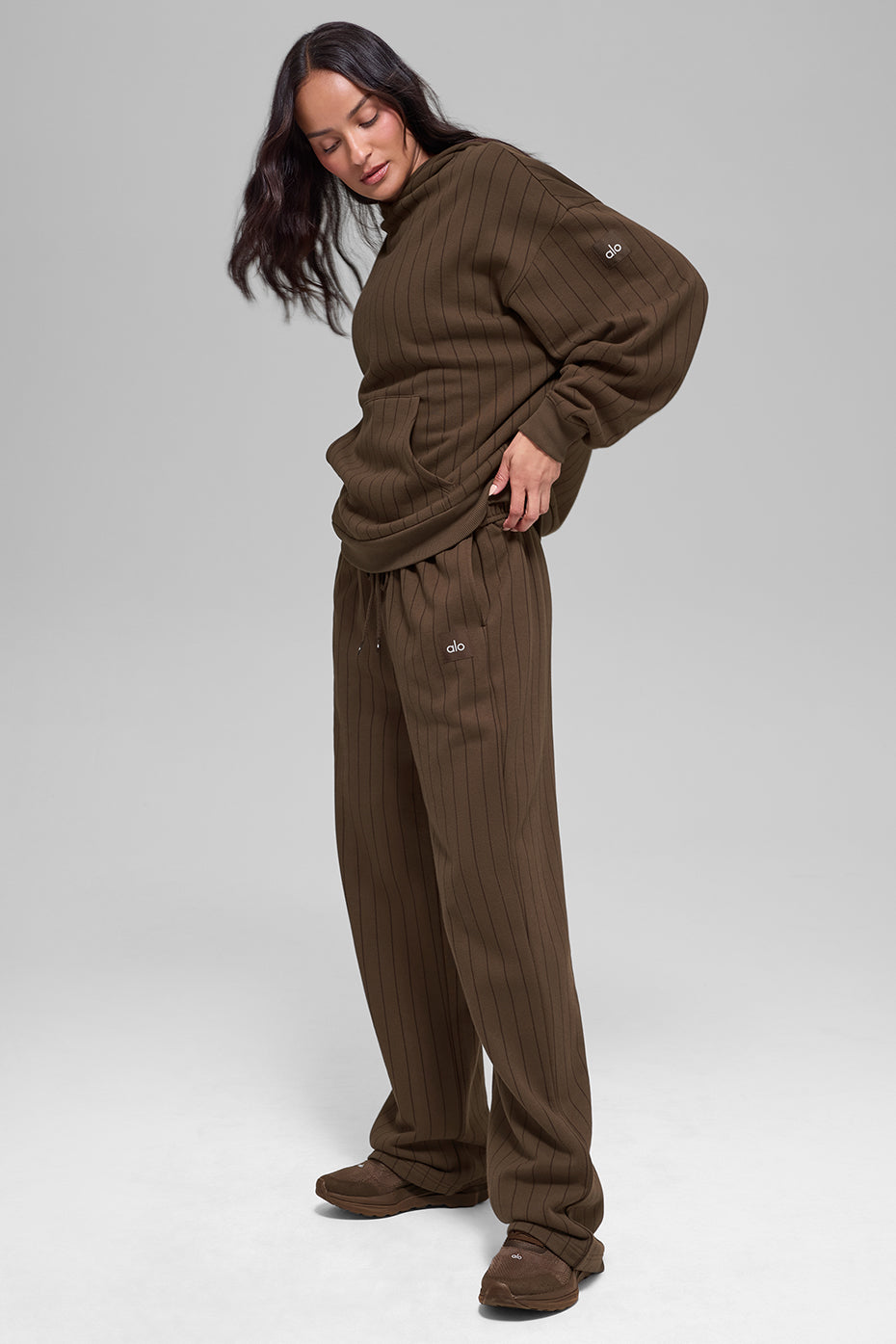Pinstripe Straight Leg Sweatpant - Espresso Pinstripe--4
