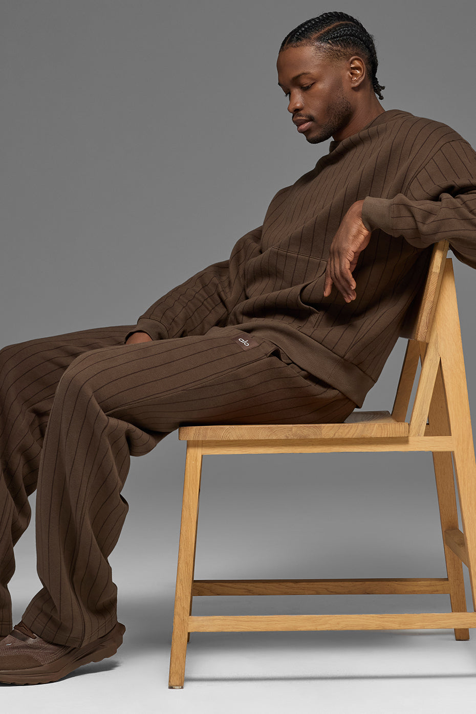 Pinstripe Straight Leg Sweatpant - Espresso Pinstripe--4