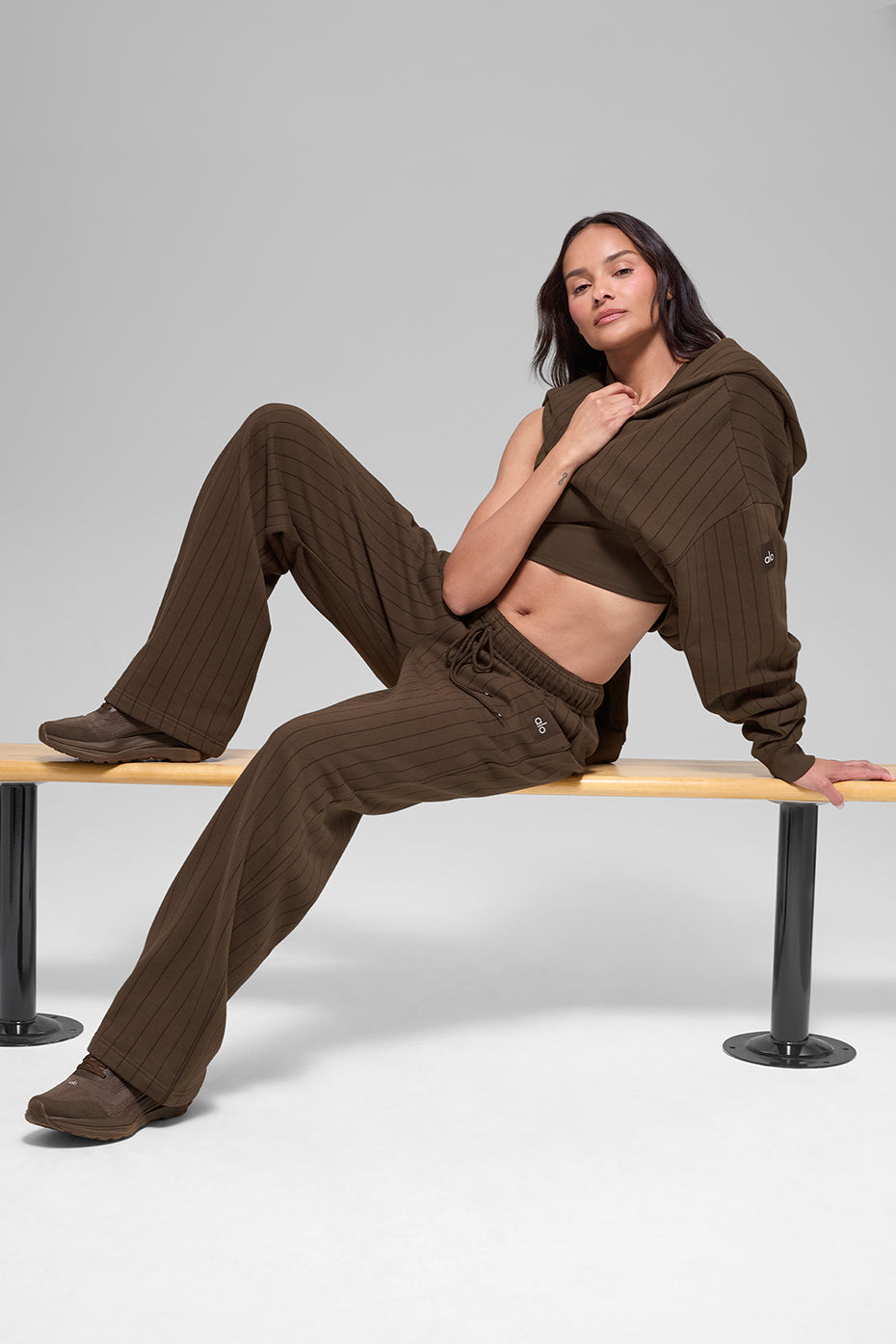 Pinstripe Straight Leg Sweatpant - Espresso Pinstripe--3