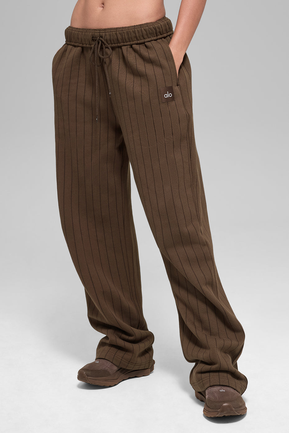 Pinstripe Straight Leg Sweatpant - Espresso Pinstripe--0
