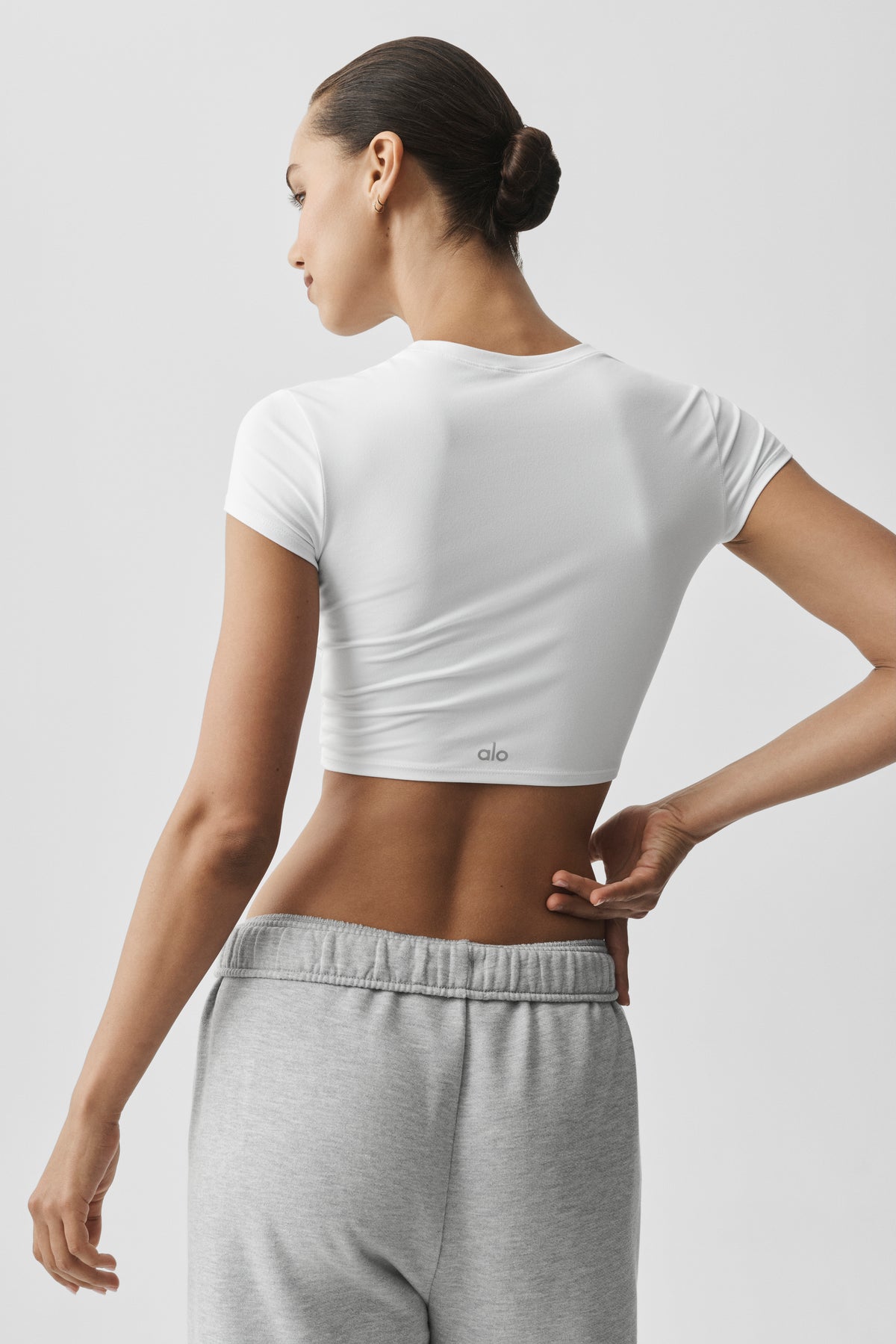 Alosoft Crop Finesse Short Sleeve - White--1