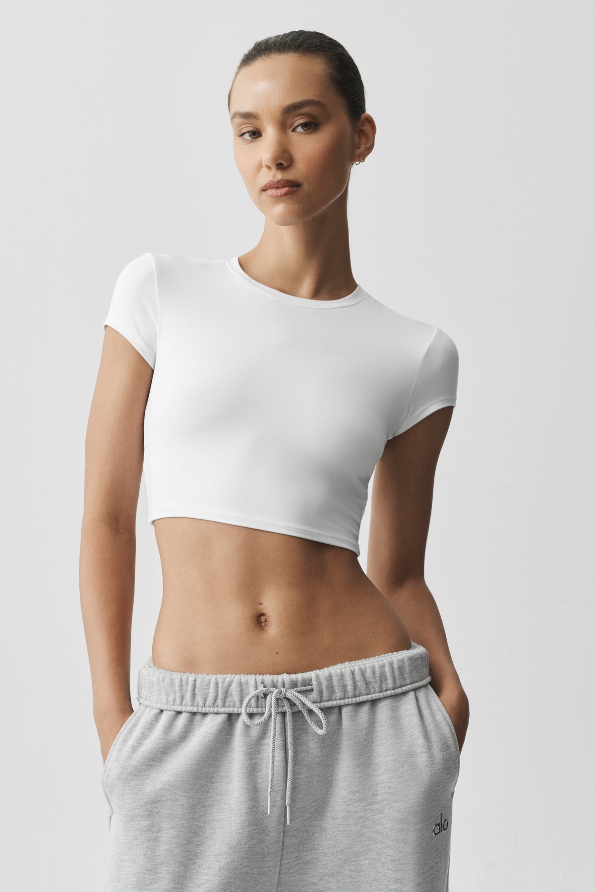 Alosoft Crop Finesse Short Sleeve - White--3