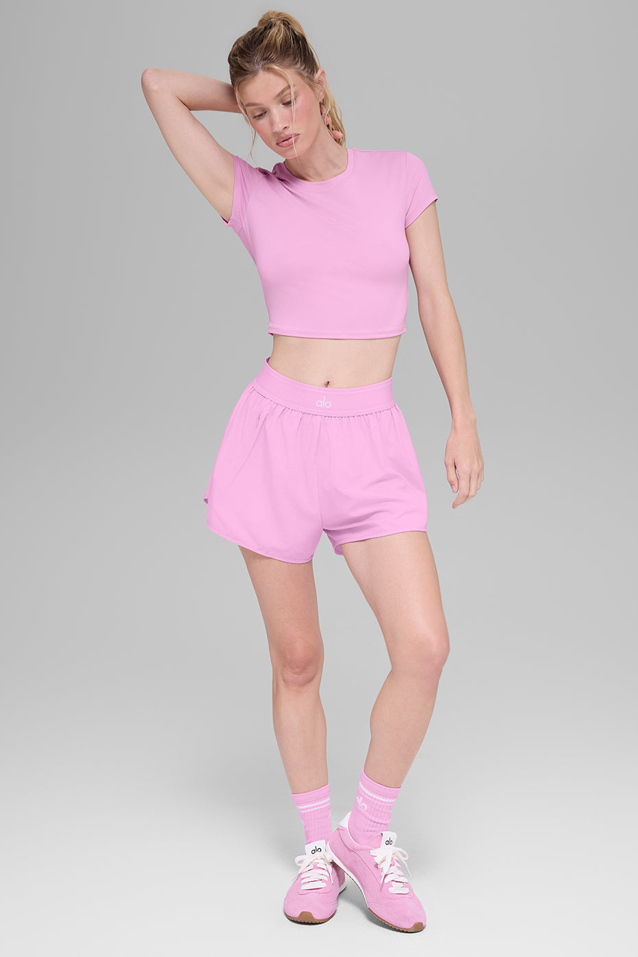 Alosoft Crop Finesse Short Sleeve - Candy Heart Pink--3