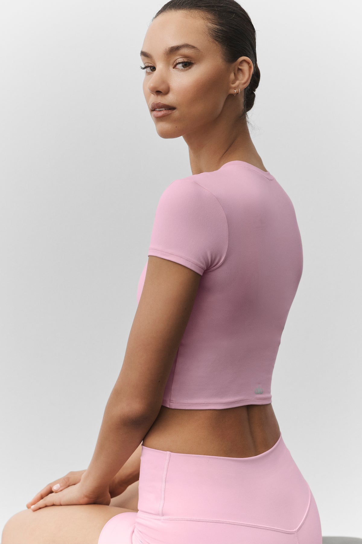 Alosoft Crop Finesse Short Sleeve - Pink Marshmallow--3