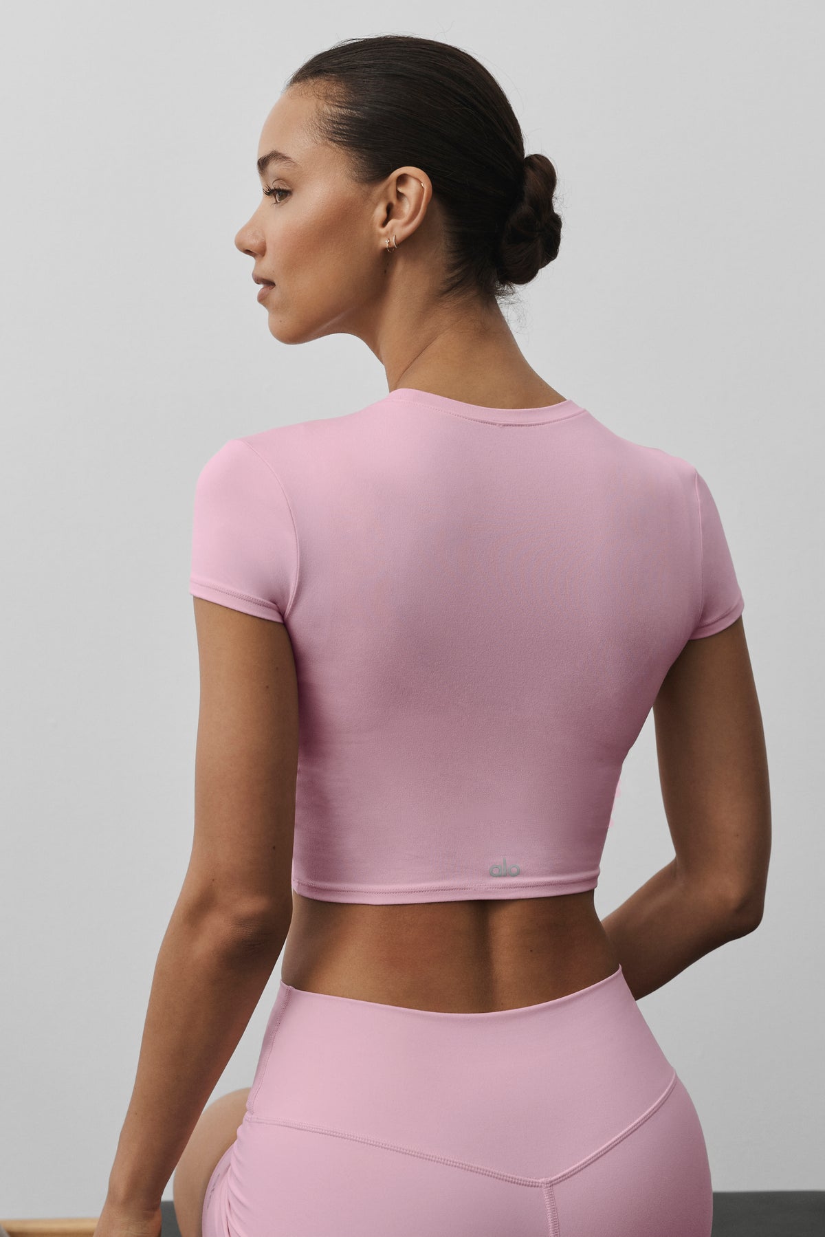 Alosoft Crop Finesse Short Sleeve - Pink Marshmallow--1