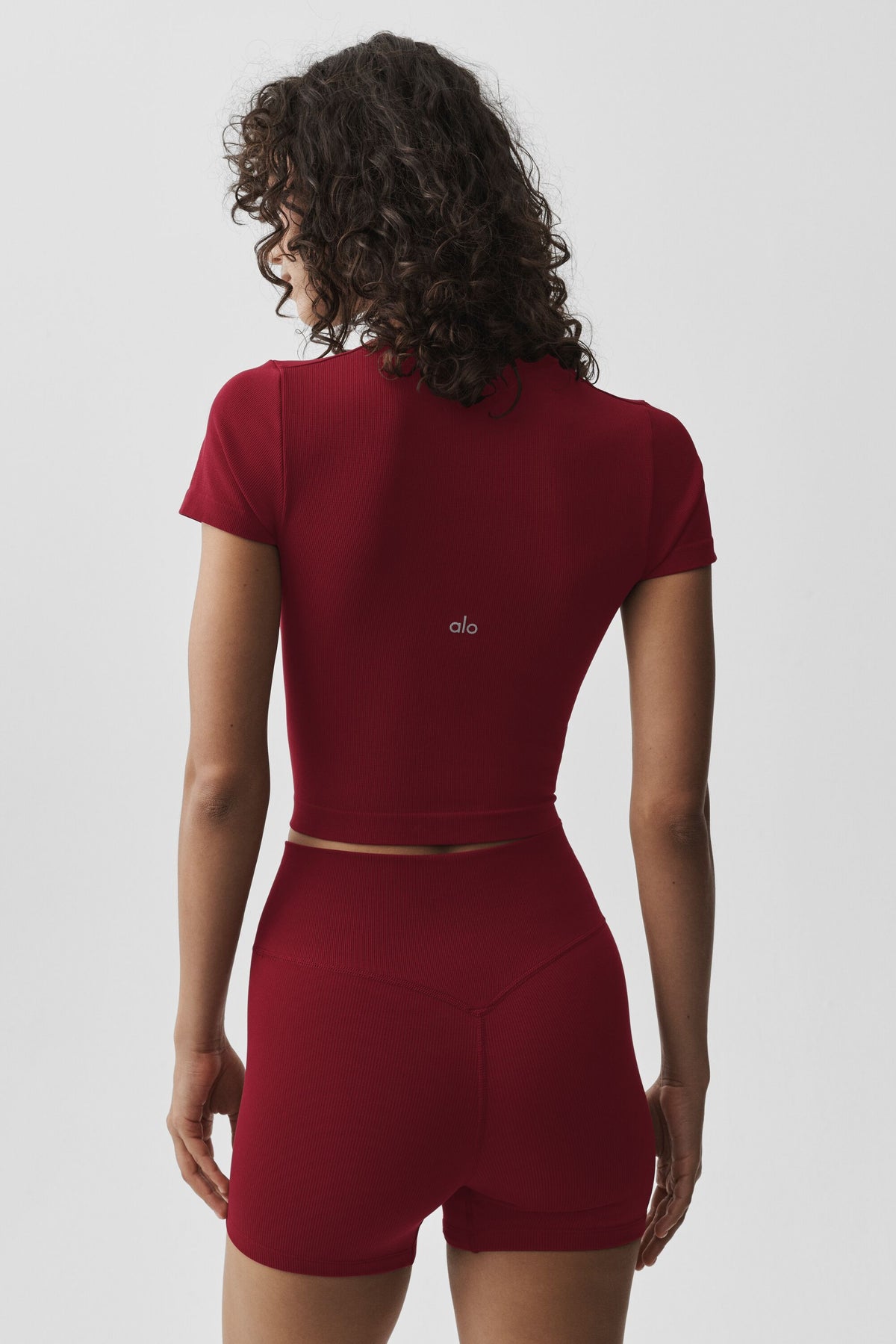 Seamless Modal Ribbed Cropped Short Sleeve - Summer Romance Red--1
