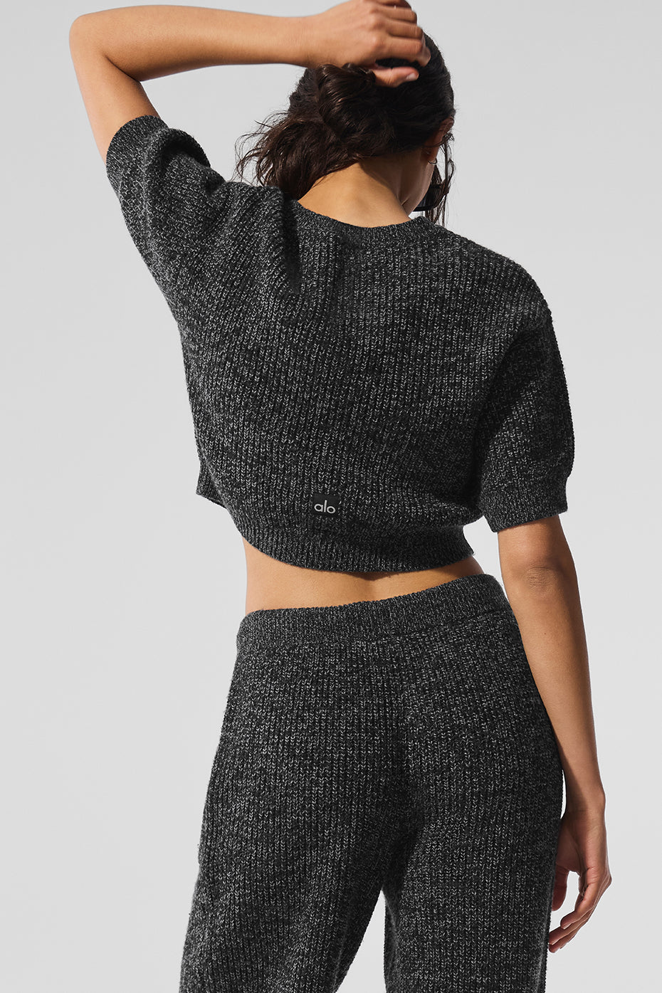 Marl Sweater Short Sleeve - Black Marl--2
