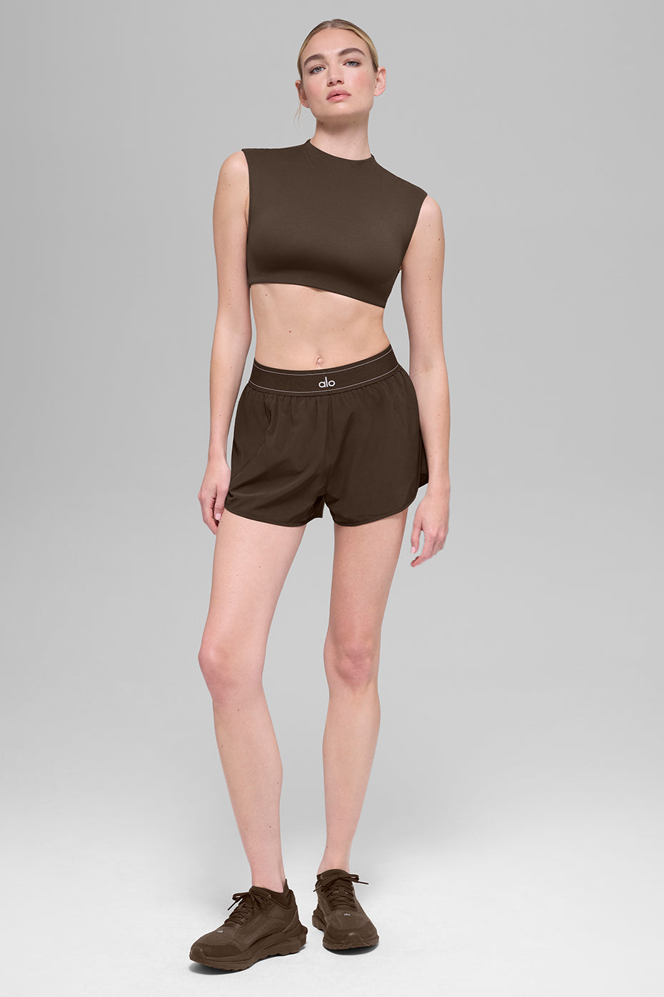 ALO Softsculpt Capped Out Short Sleeve - Espresso--0