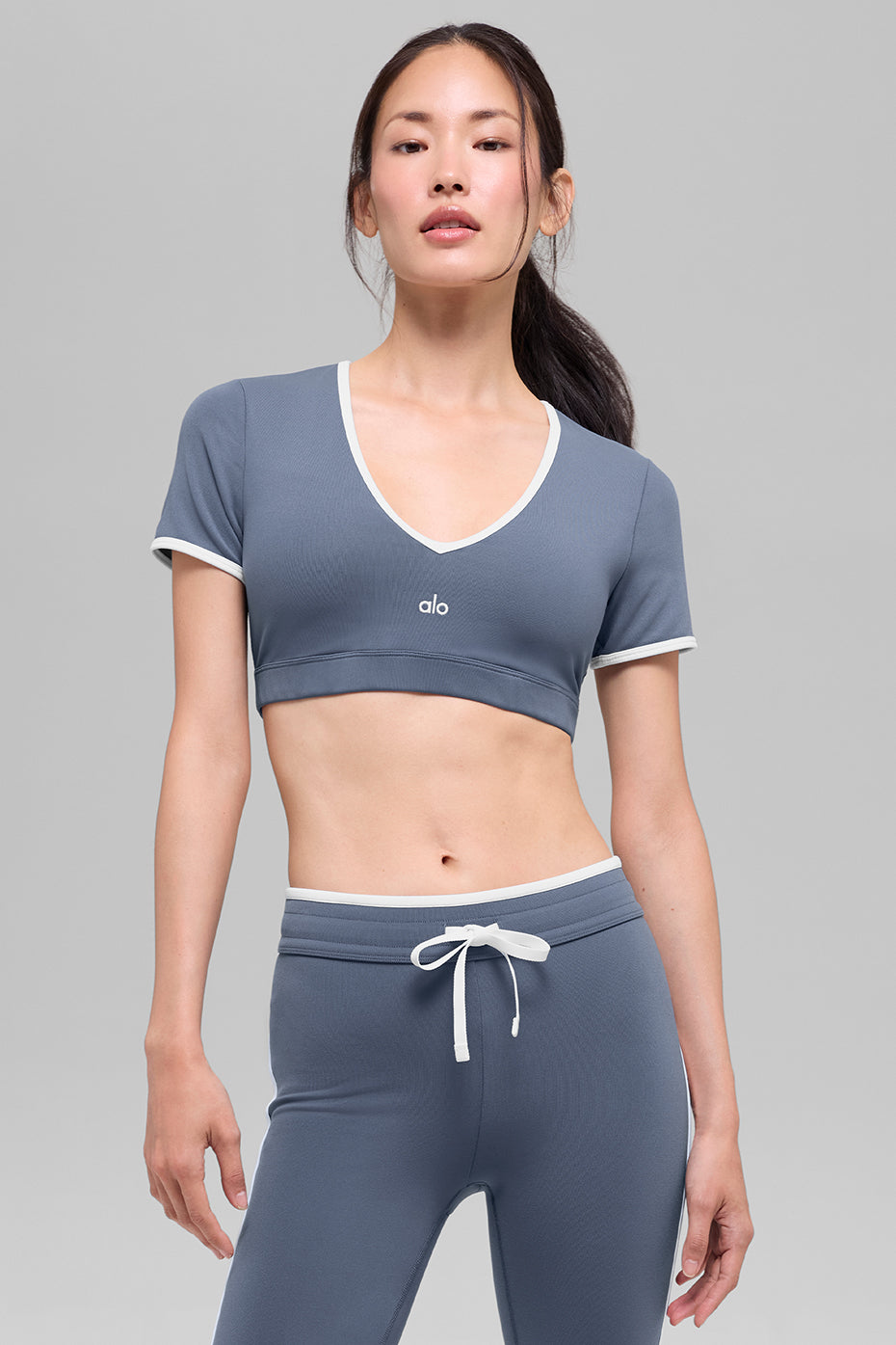 Airbrush Race Pace Short Sleeve - Bluestone/White--0