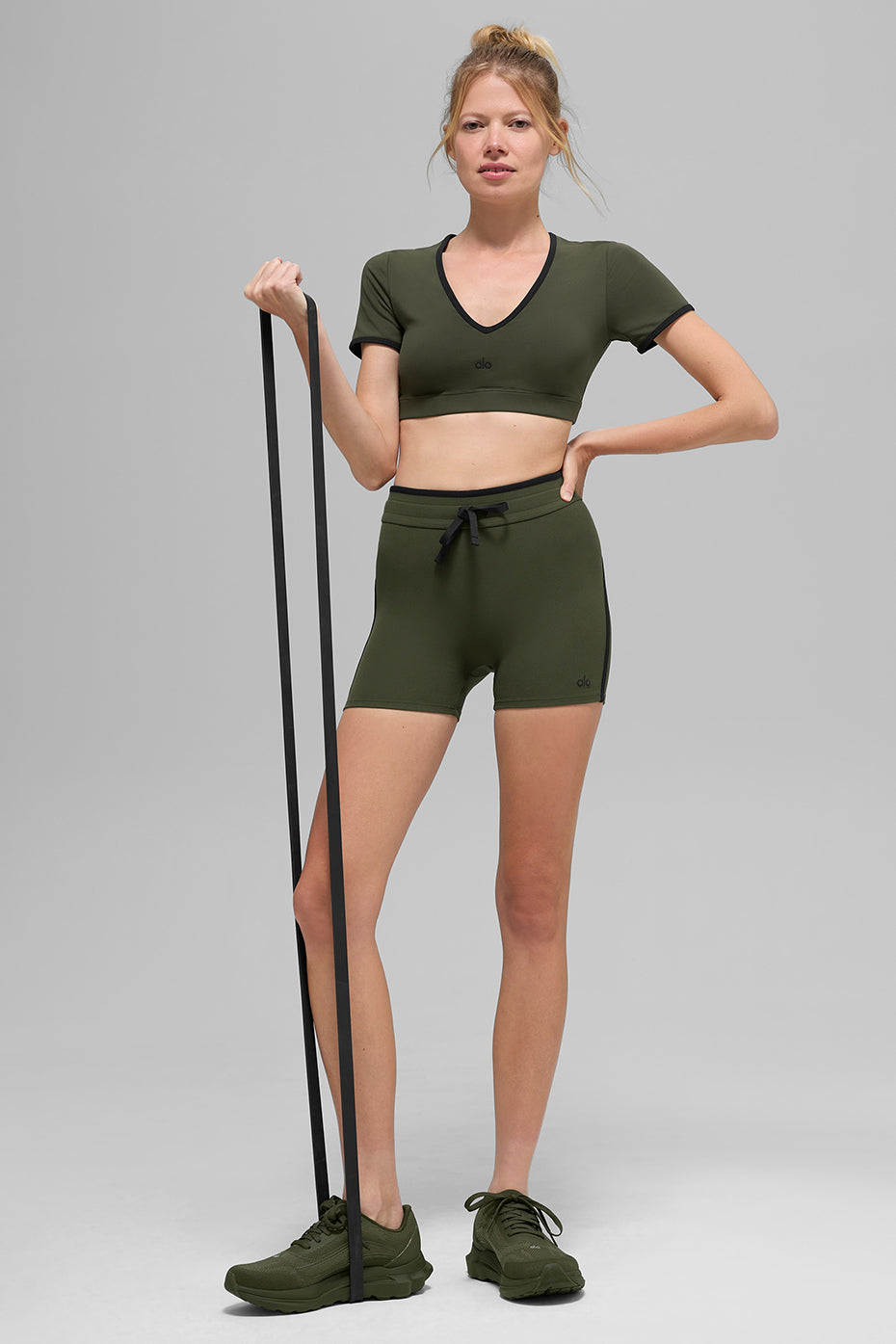 Airbrush Race Pace Short Sleeve - Green Olive/Black--4