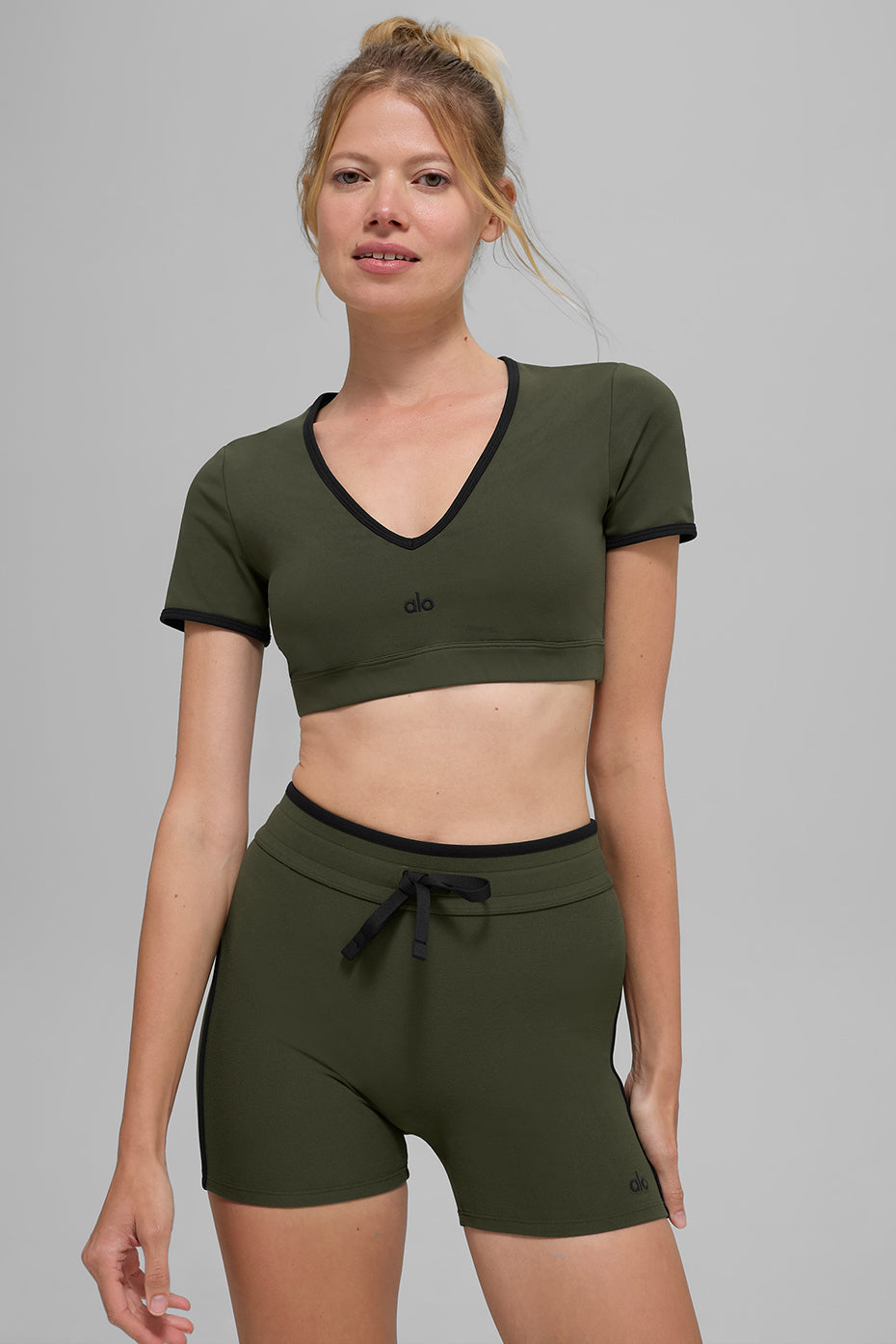 Airbrush Race Pace Short Sleeve - Green Olive/Black--3