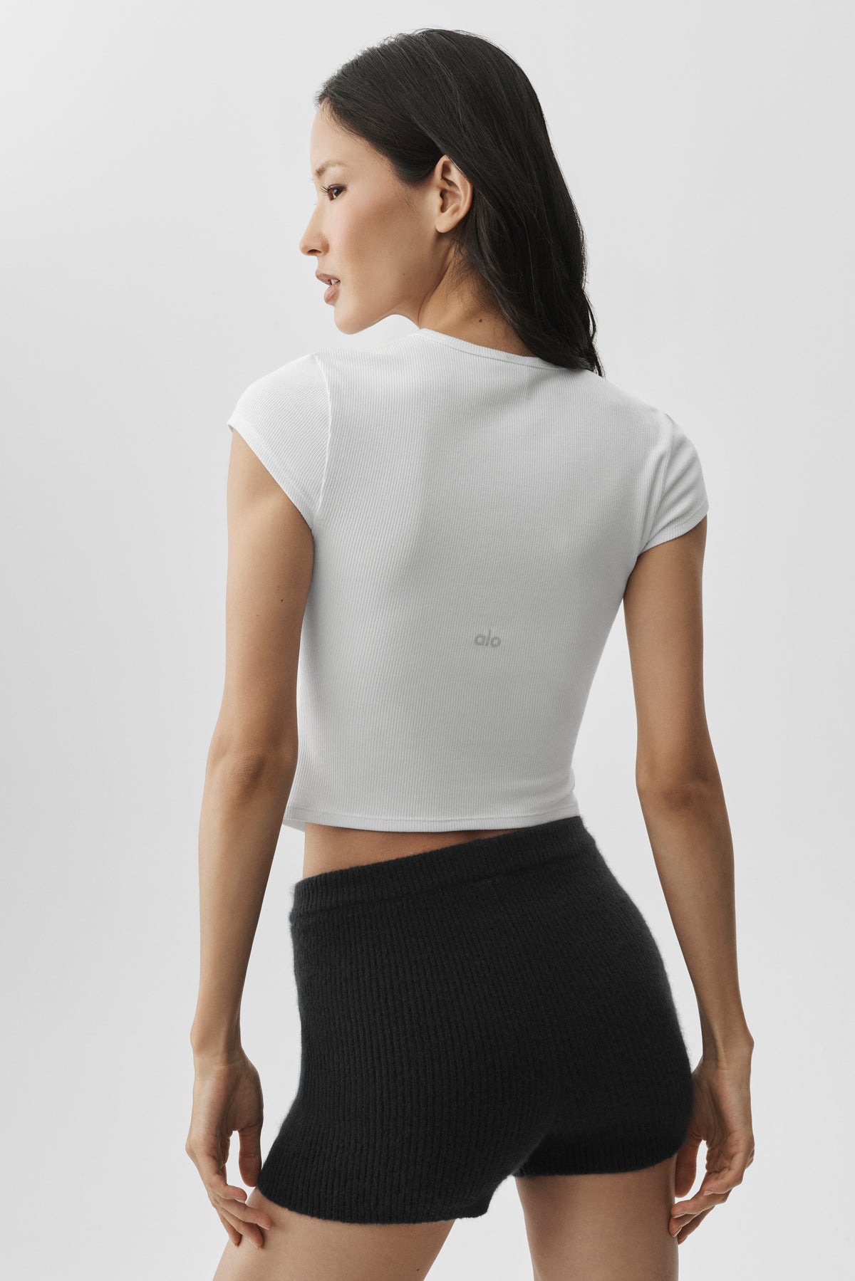 Ribbed Modal Cap Sleeve Top - White--2