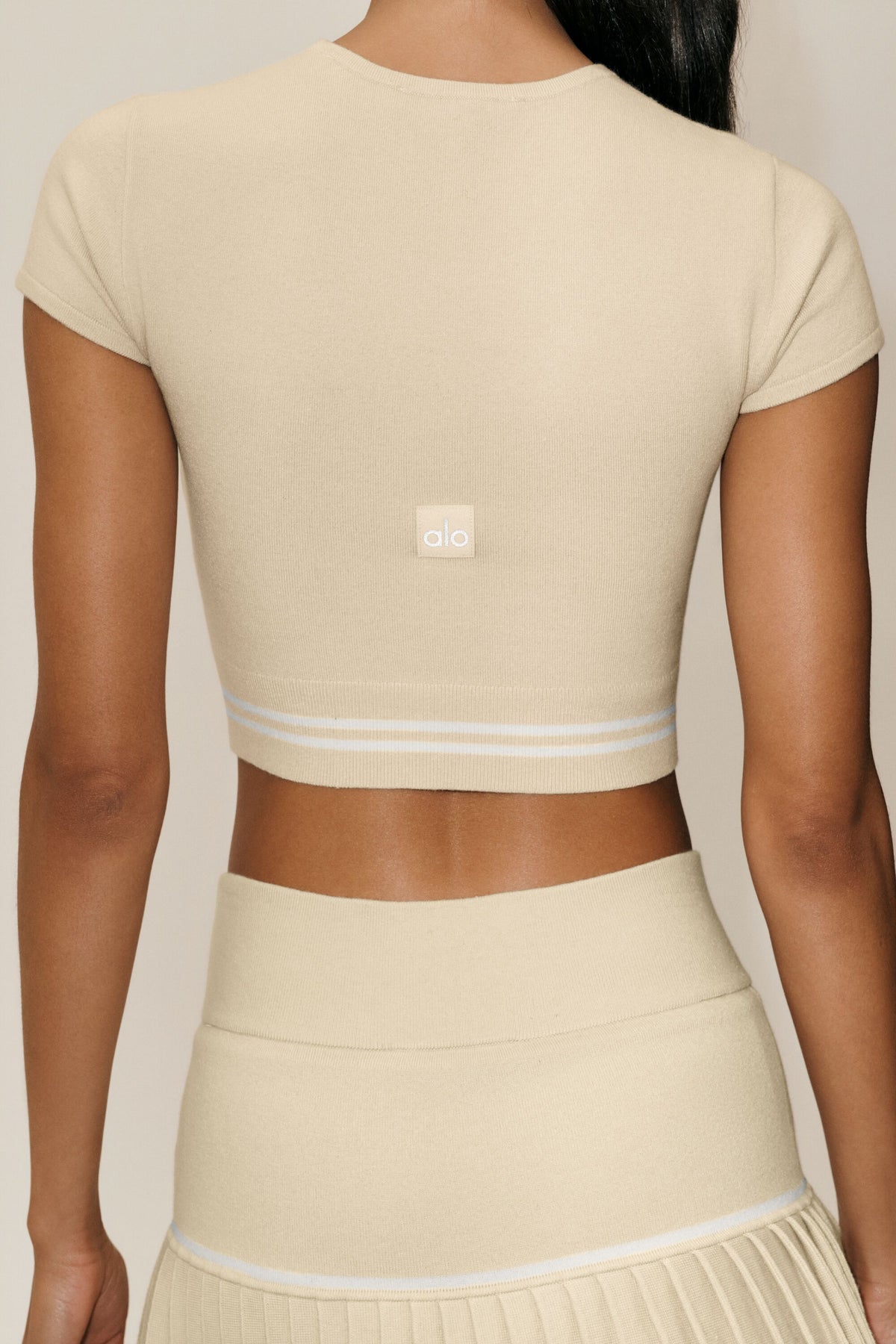 Cotton Cashmere My Serve Short Sleeve - Sandy Beige/White--3