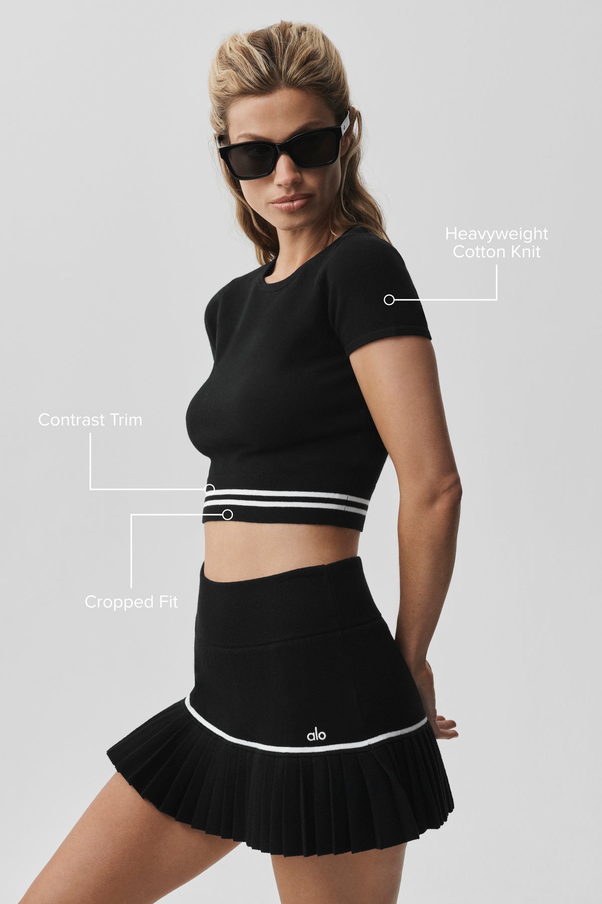 Scholar Knit My Serve Short Sleeve - Black/White--1