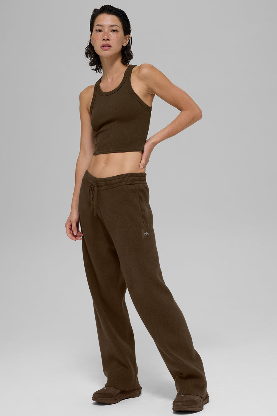 Goddess Ribbed Go-To Tank - Espresso--5