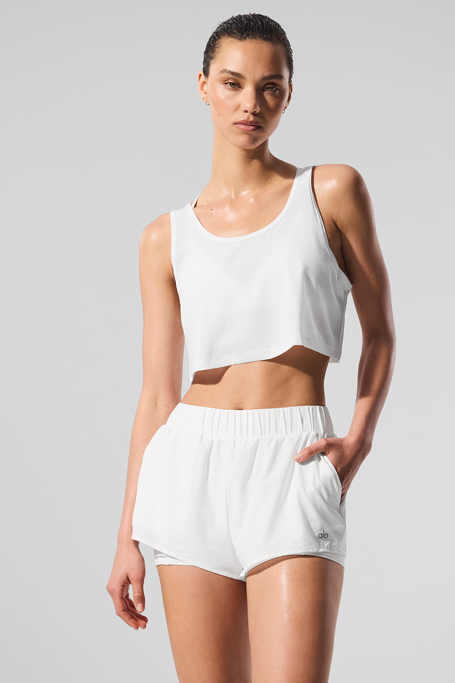 Cropped Sport Star Tank - White--3