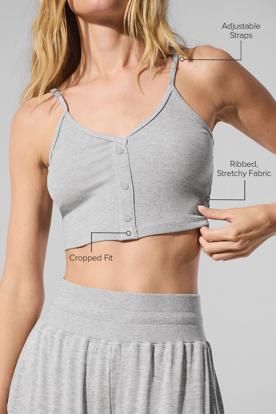 Ribbed Delicate Lounge Tank - Athletic Heather Grey--1