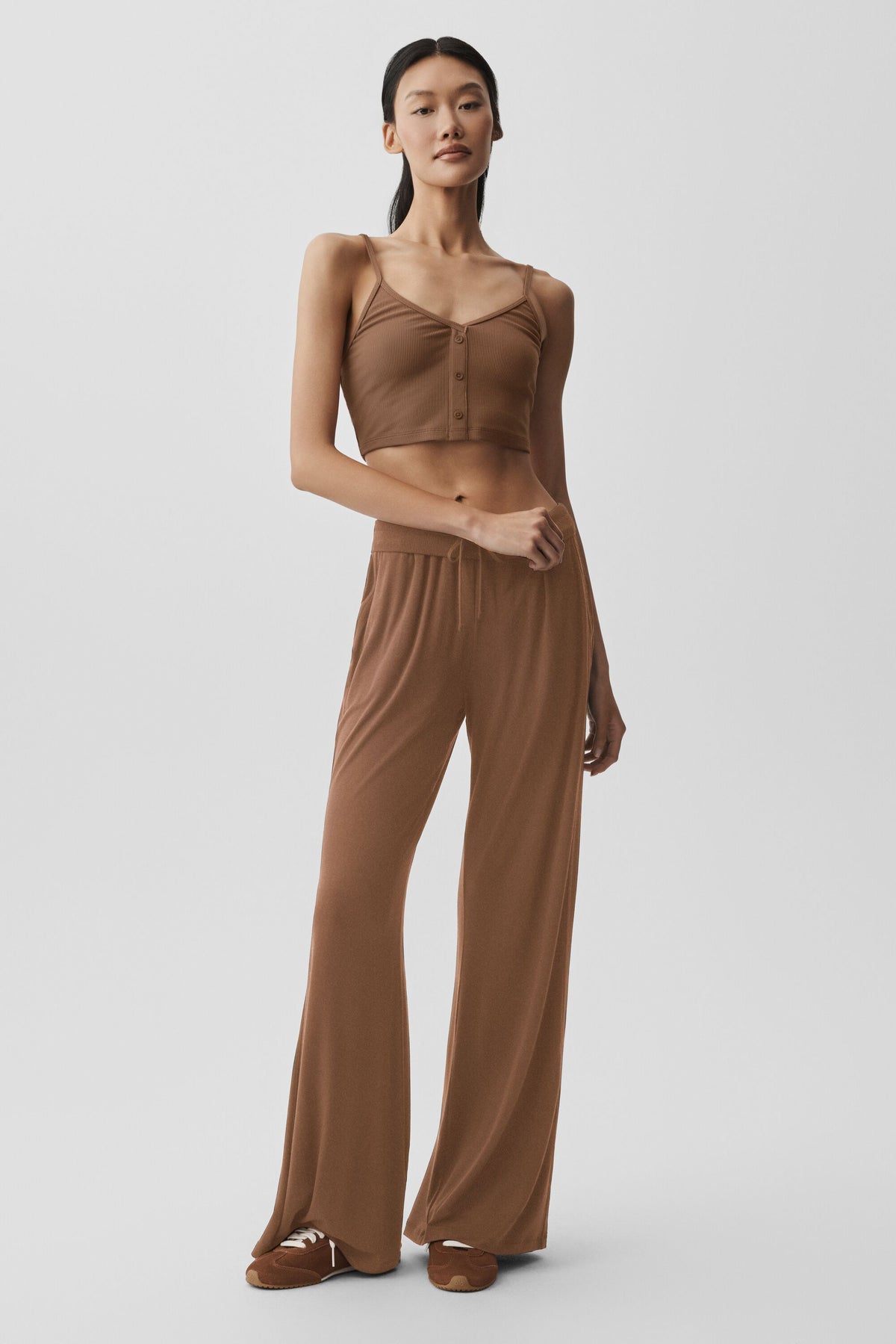 Ribbed Delicate Lounge Tank - Sun Kissed Brown--3