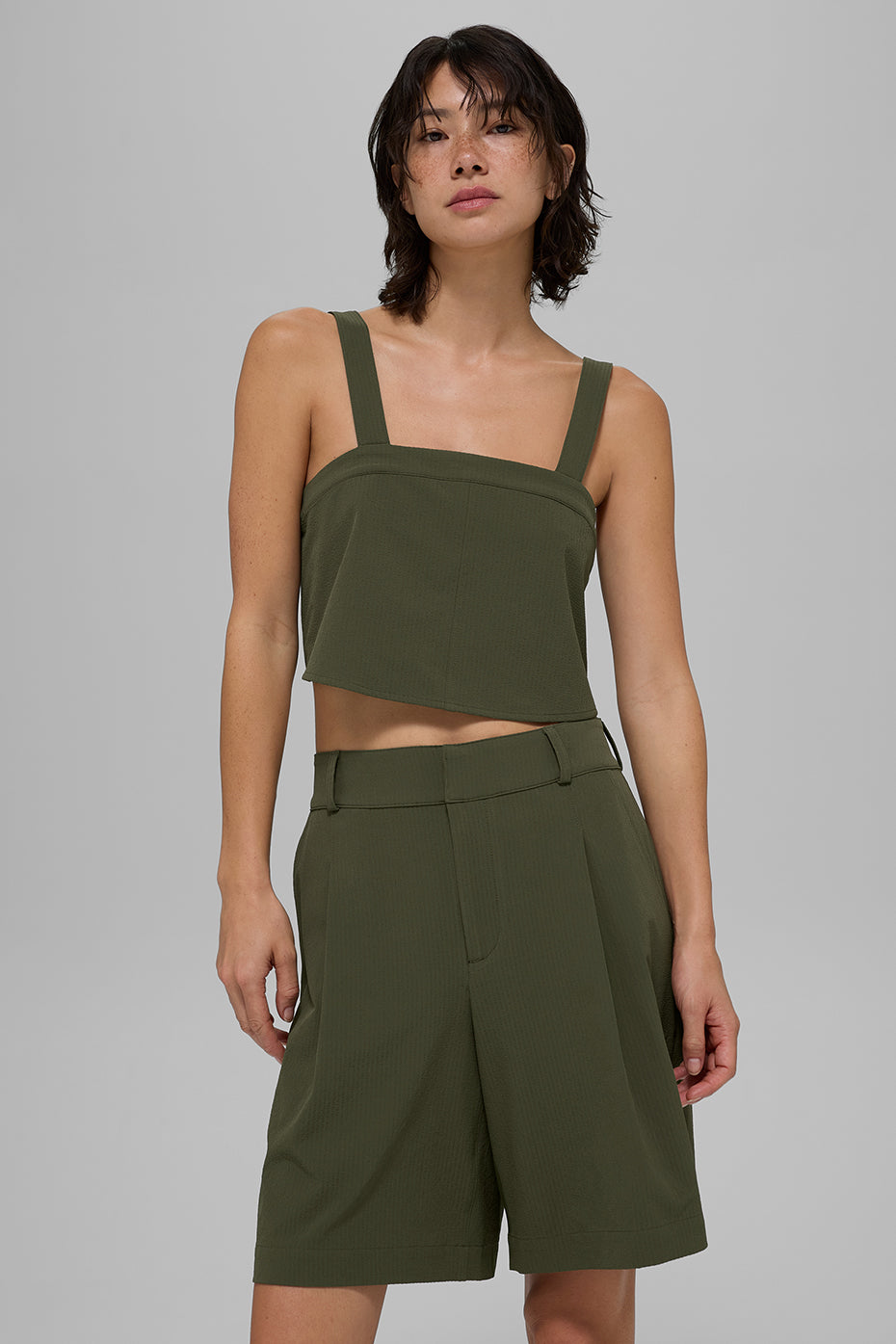Cropped Dreamscape Tank - Green Olive--0