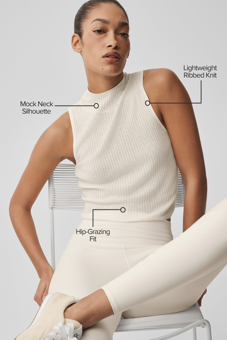 Sweater Knit Unwind Sleeveless Top - Ivory--1