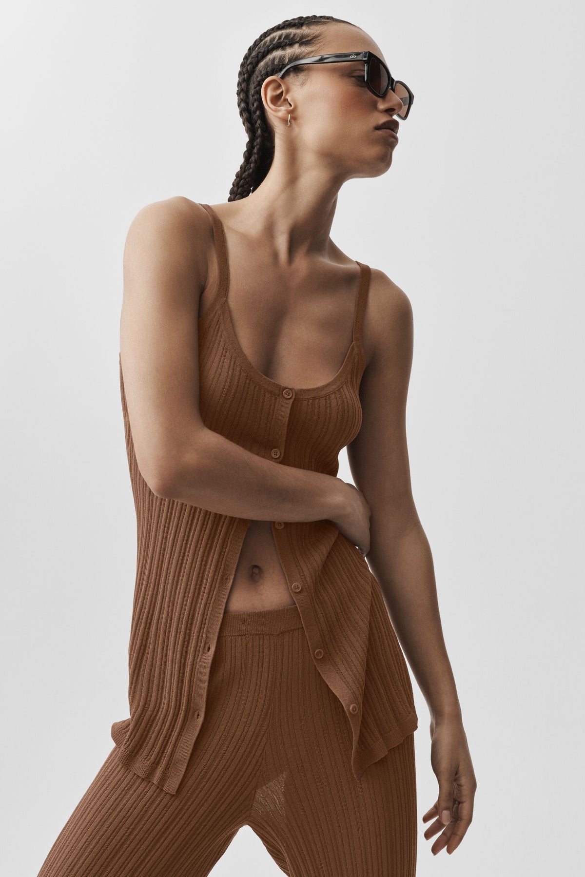 Sweater Sunlit Button Down Tank - Sun Kissed Brown--3