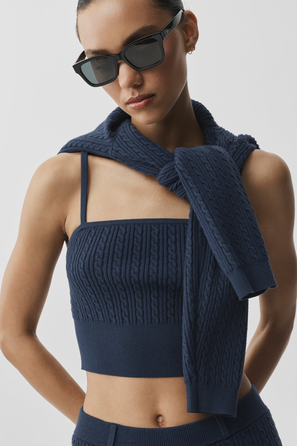 Mini Cable Sweater Tank - Navy--3